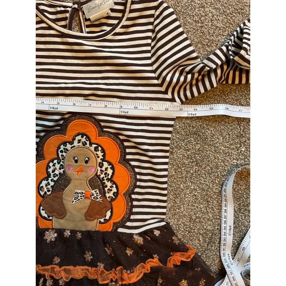Emily Rose Girls Thanksgiving Outfit. Dress with Leggings. Size 8